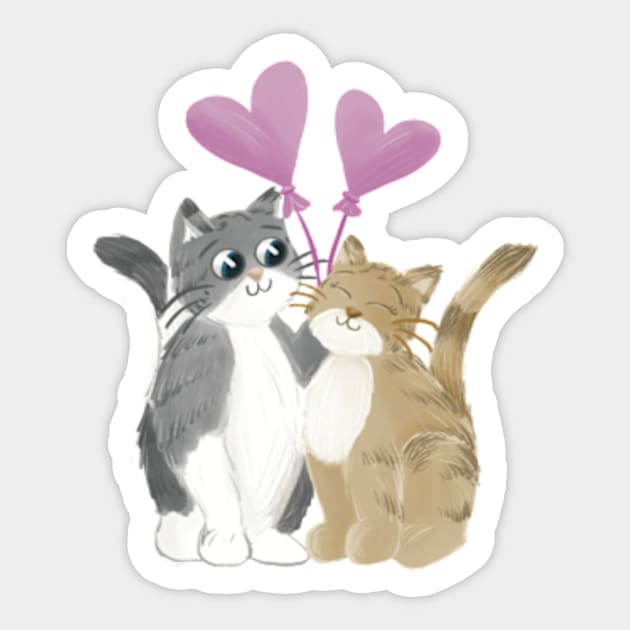 Be my valentine cats in love Sticker by AbbyCatAtelier